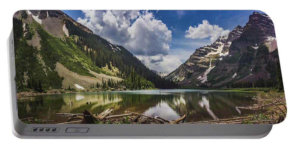 Beauty In Nature Portable Battery Charger featuring the photograph Pyramid Peak, Maroon Bells, and Crater Lake Panorama by Andy Konieczny