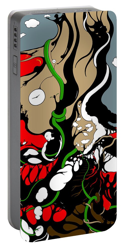 Modern Art Portable Battery Charger featuring the drawing QUAD Epoch Mothers 4 VINES by Craig Tilley