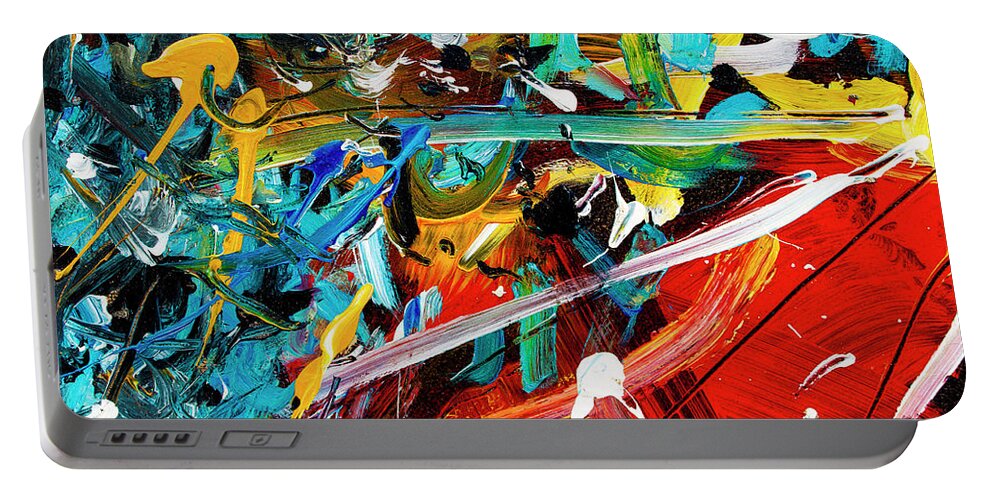 Abstract Portable Battery Charger featuring the painting Quantum Malfunktion by Neal Barbosa