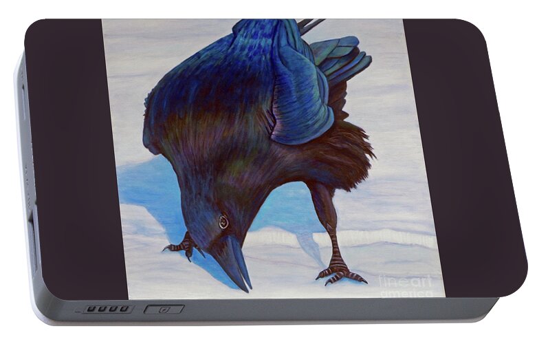Raven Portable Battery Charger featuring the painting Que Pasa by Brian Commerford