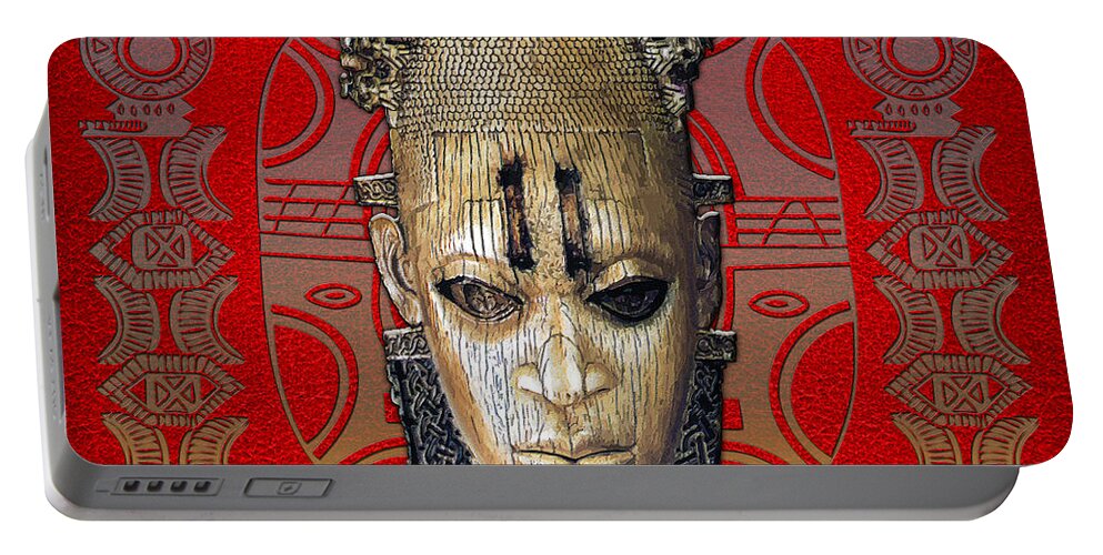 Ethnic Arts Africa By Serge Averbukh Portable Battery Charger featuring the photograph Queen Mother Idia by Serge Averbukh