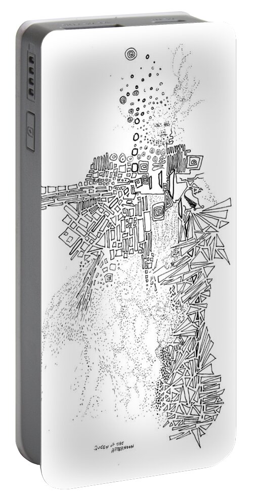 Ink Portable Battery Charger featuring the drawing Queen of the Afternoon by Regina Valluzzi