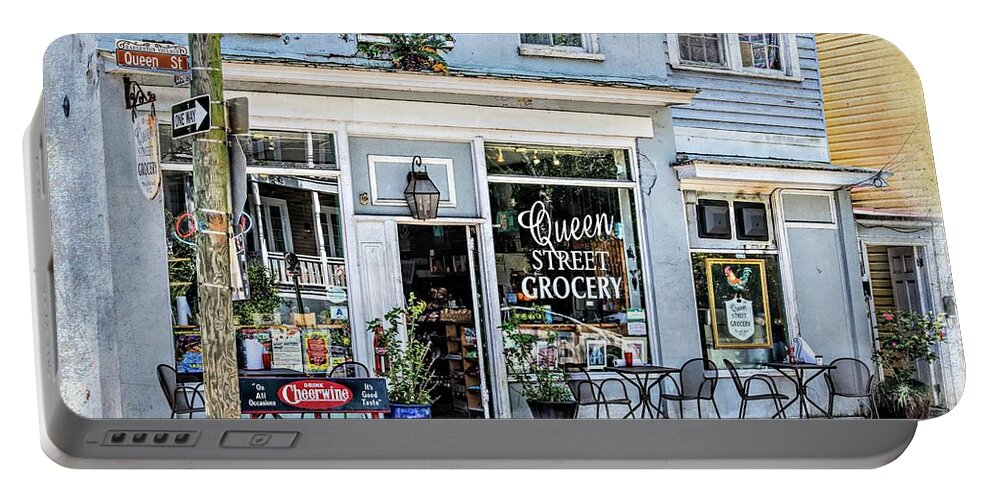 Queen Street Grocery Portable Battery Charger featuring the photograph Queen Street Grocery Charleston South Carolina by Melissa Bittinger