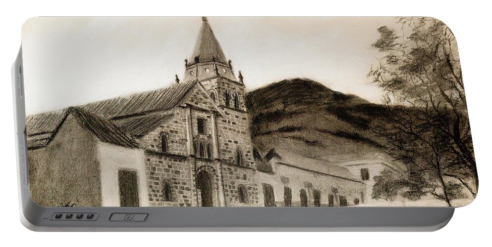 Church Portable Battery Charger featuring the drawing Catedral de Santa Clara by Jordan Henderson