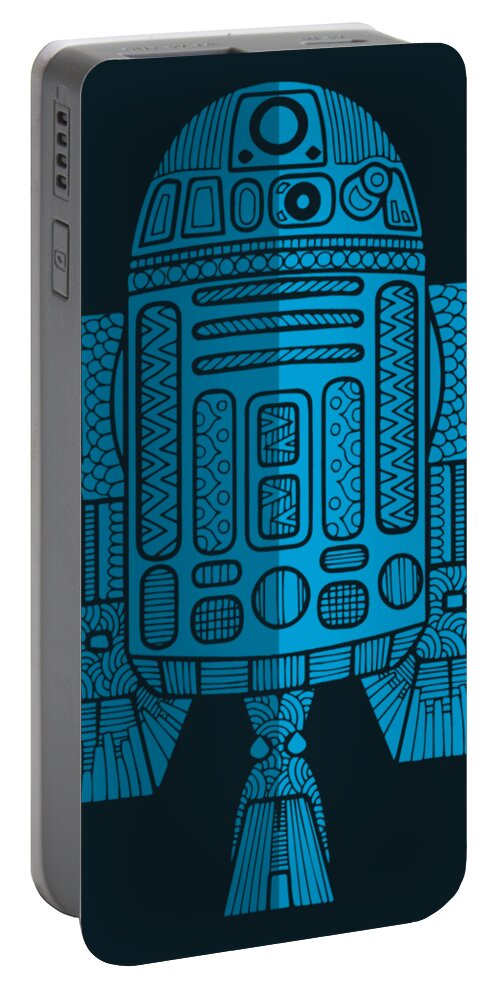 R2d2 Portable Battery Charger featuring the mixed media R2D2 - Star Wars Art - Blue 2 by Studio Grafiikka