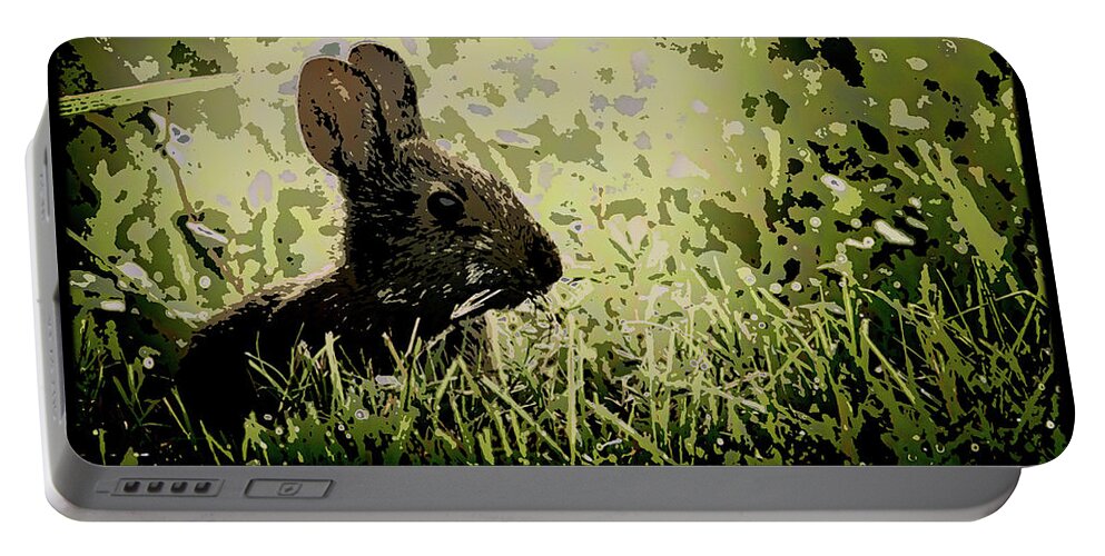 Rabbit Portable Battery Charger featuring the photograph Rabbit In Meadow by Richard Goldman