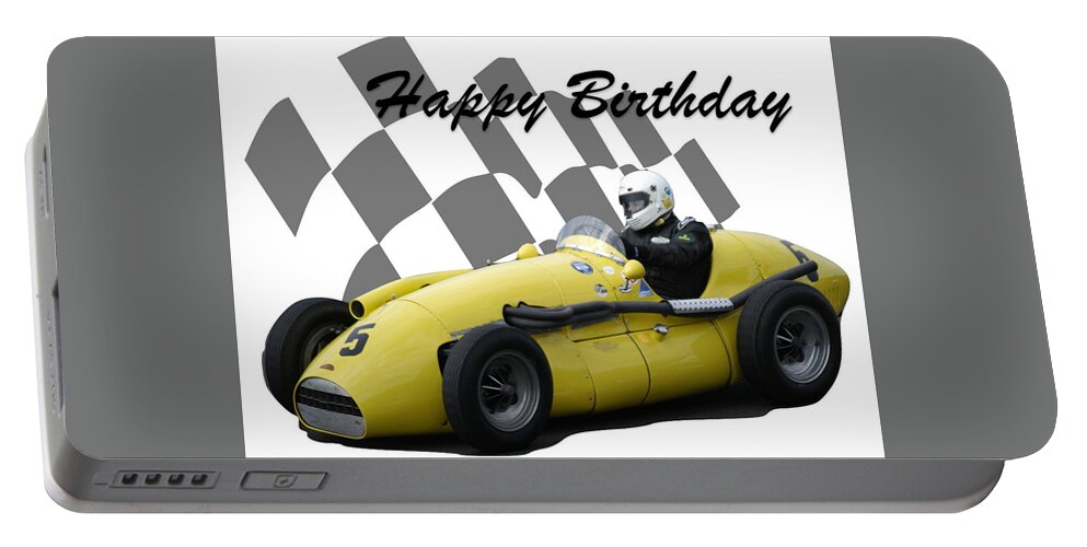 Racing Car Portable Battery Charger featuring the photograph Racing Car Birthday Card 4 by John Colley