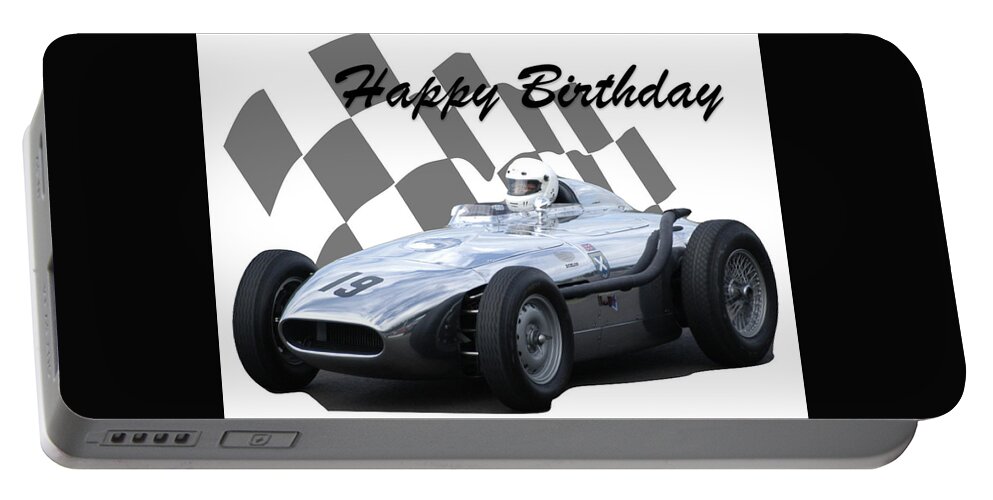 Racing Car Portable Battery Charger featuring the photograph Racing Car Birthday Card 7 by John Colley