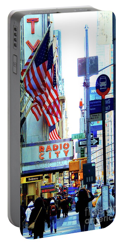  Portable Battery Charger featuring the digital art Radio City by Darcy Dietrich