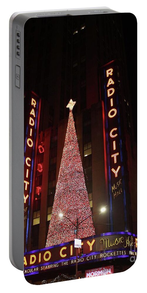 Radio City Music Hall During The Holidays Portable Battery Charger featuring the photograph Radio City Music Hall During The Holidays by John Telfer