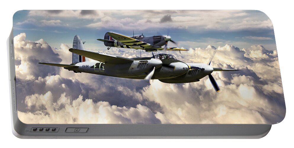 Mosquito Portable Battery Charger featuring the digital art RAF Firepower by Airpower Art