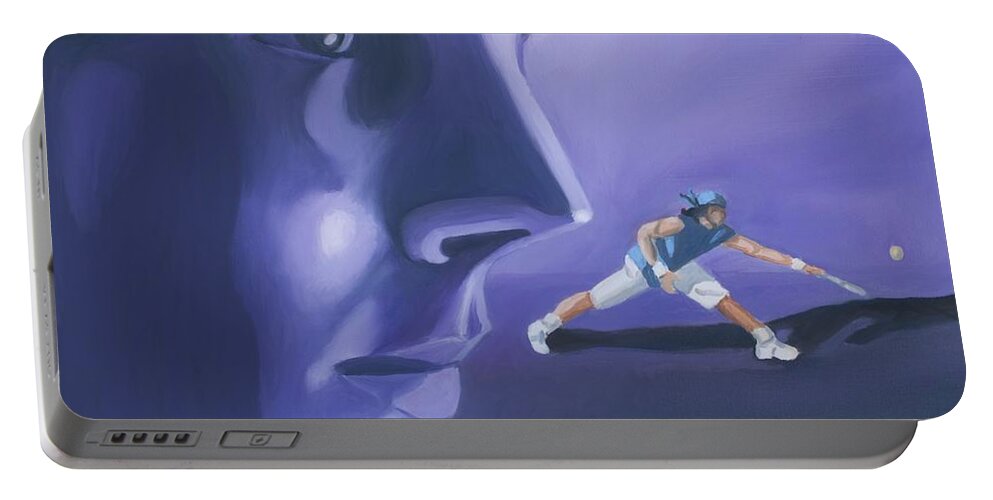 Raphael Portable Battery Charger featuring the painting Rafael Nadal by Quwatha Valentine