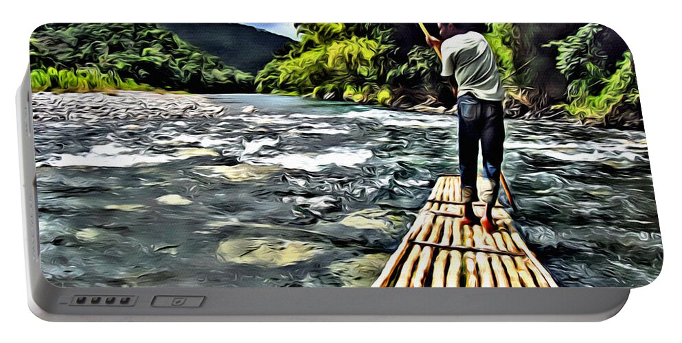 Rafting Portable Battery Charger featuring the digital art Rafting by Anthony C Chen