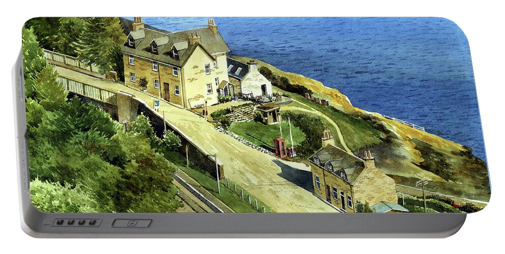 Scotland Portable Battery Charger featuring the painting Rail Station Scotland by William Band