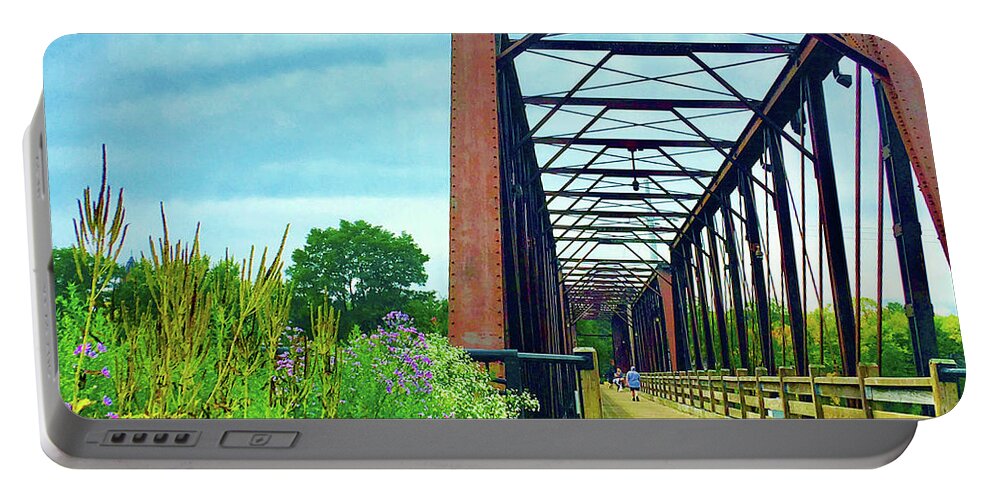 Nature Portable Battery Charger featuring the photograph Railroad Bridge Garden by Rod Whyte