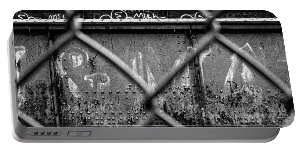 Railroad Portable Battery Charger featuring the photograph Railroad Trestle Rust And Graffiti #2 by Stuart Litoff