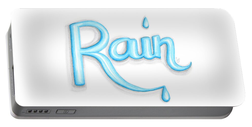 Rain Portable Battery Charger featuring the drawing Rain by Cindy Garber Iverson