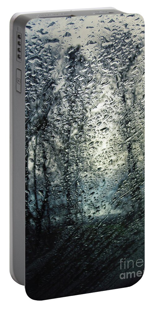 Art Portable Battery Charger featuring the photograph Rain - Water droplets on the window by Dimitar Hristov
