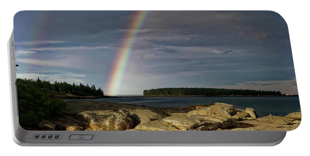 Rainbow Portable Battery Charger featuring the photograph Rainbow, Owls Head, Maine by Kevin Shields