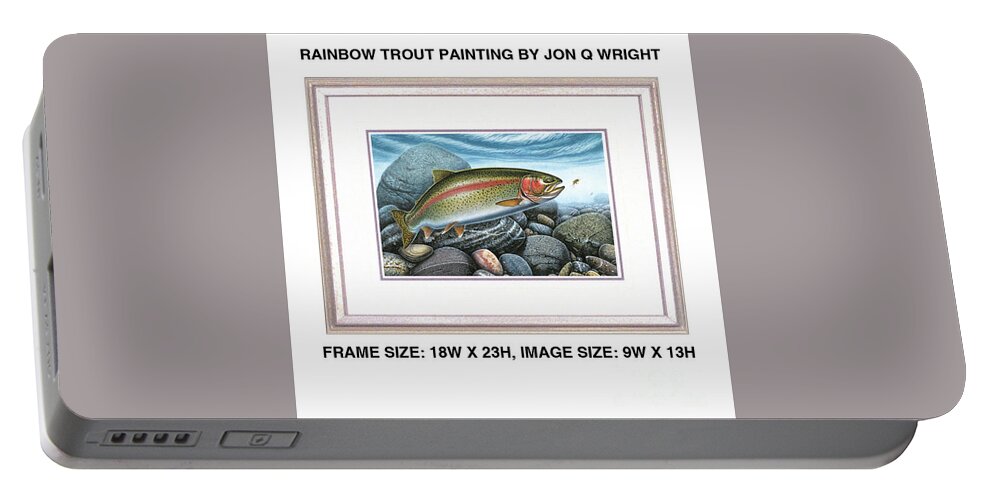 Rainbow Trout Portable Battery Charger featuring the painting Rainbow Run by JQ Licensing