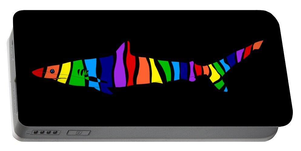 Rainbow Portable Battery Charger featuring the digital art Rainbow Shark by Piotr Dulski