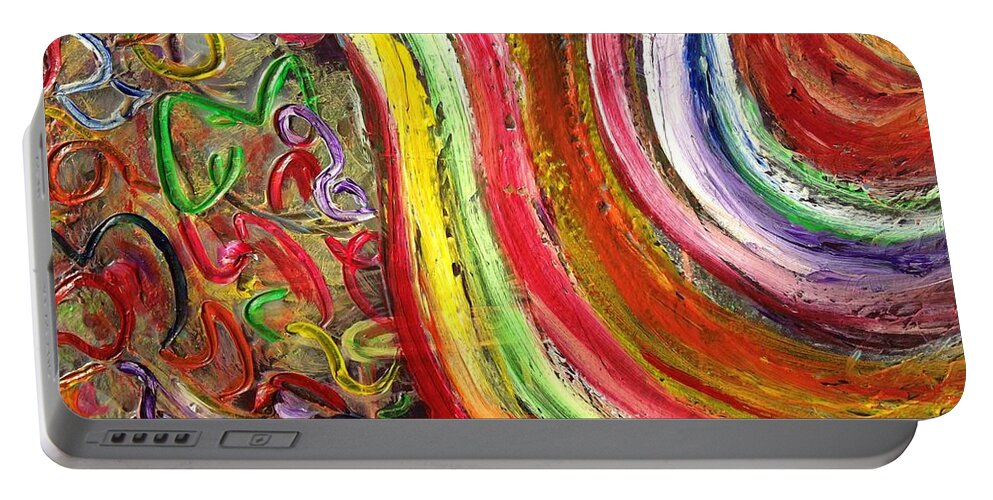 Rainbows Portable Battery Charger featuring the painting Rainbows and puzzels by Sarahleah Hankes