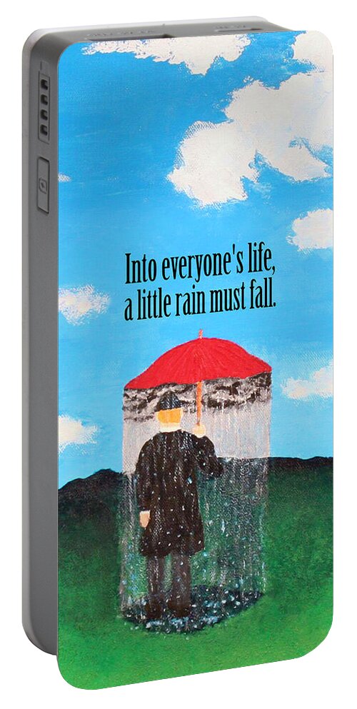Surrealism Portable Battery Charger featuring the painting Rainmaker Greeting Card by Thomas Blood