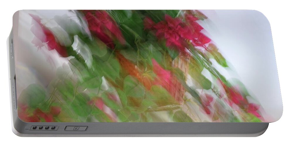 Abstract Portable Battery Charger featuring the photograph Rainy Day floral by Florene Welebny