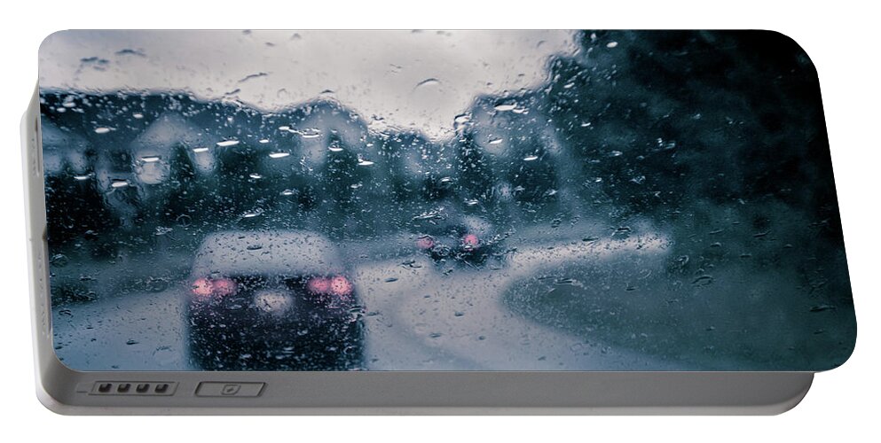 Rainy Drive Portable Battery Charger featuring the photograph Rainy Day In June by David Sutton