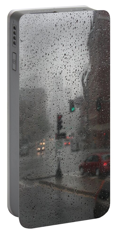 Cityscape Portable Battery Charger featuring the photograph Rainy Days in Boston by Julie Lueders 