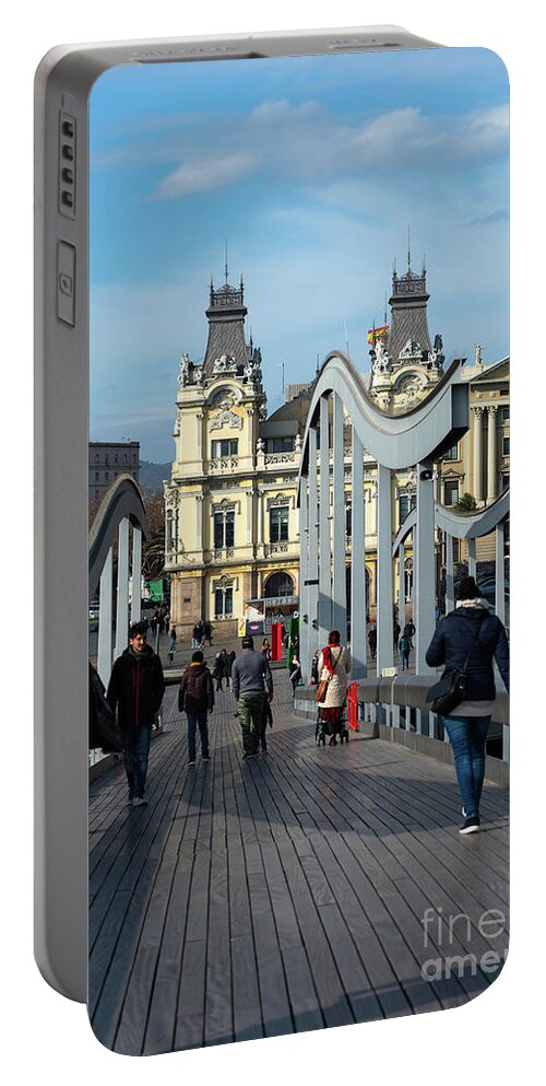 Albert Portable Battery Charger featuring the photograph Rambla del Mar footbridge by Andrew Michael