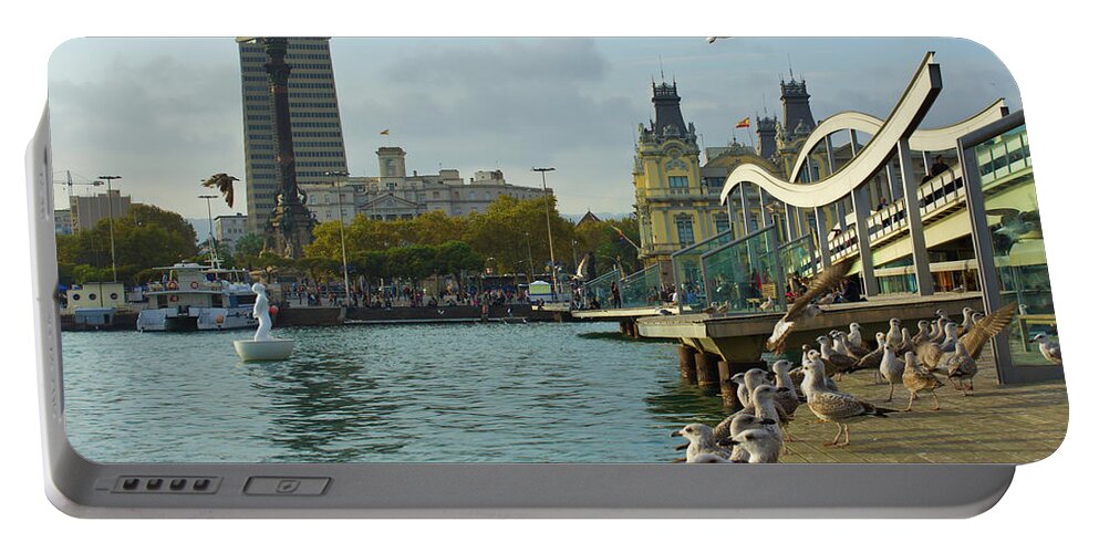  Architecture Portable Battery Charger featuring the photograph Rambla Maritim in Barcelona by Anastasy Yarmolovich