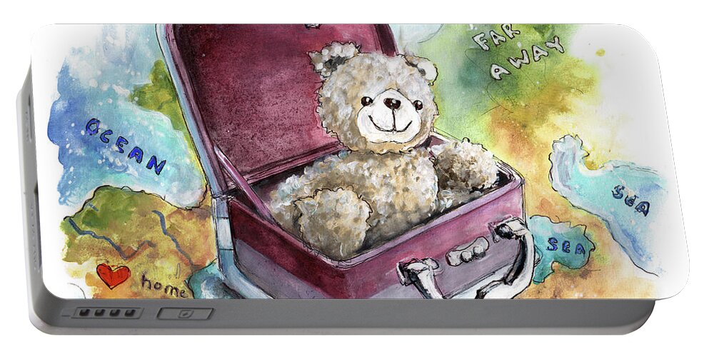 Truffle Mcfurry Portable Battery Charger featuring the painting Ramble The Travel Ted by Miki De Goodaboom