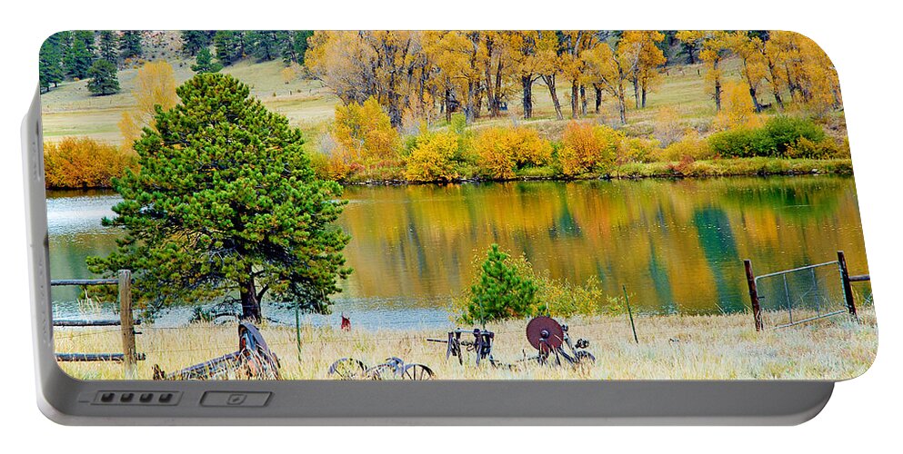 Pond Portable Battery Charger featuring the photograph Ranch Pond in Autumn by Robert Meyers-Lussier