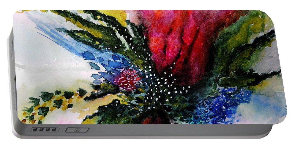 Watercolor Portable Battery Charger featuring the painting Rare Beauty by Carol Crisafi