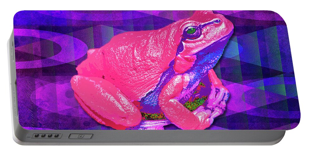 Digital Portable Battery Charger featuring the digital art Raspberry Frog by Mimulux Patricia No