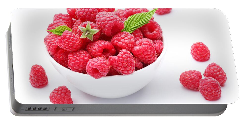 Raspberry Portable Battery Charger featuring the digital art Raspberry by Maye Loeser