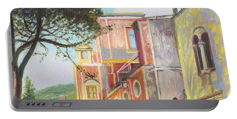 Coloured Buildings Portable Battery Charger featuring the painting Ravello Eclectic Architecture by Dai Wynn