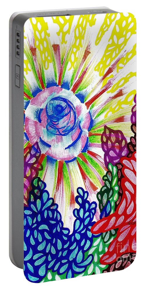 Abstract Art Portable Battery Charger featuring the drawing Ray of Light by Elaine Berger