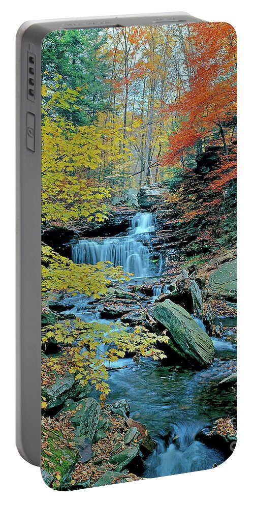 Pennsylvania Portable Battery Charger featuring the photograph RB Ricketts Falls - Autumn by Rich Walter