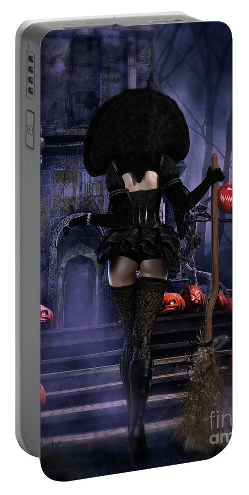 Halloween Witch Portable Battery Charger featuring the digital art Ready Boys Halloween Witch by Shanina Conway