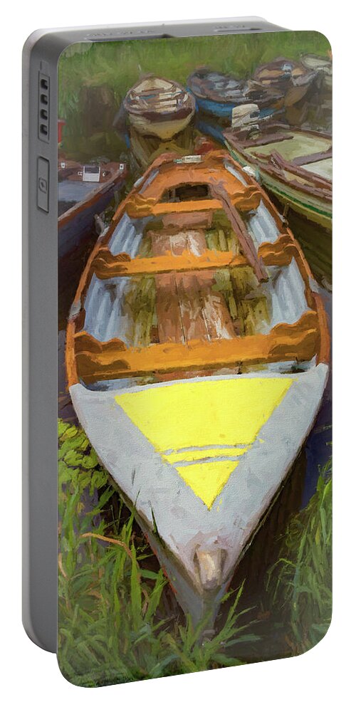 Boats Portable Battery Charger featuring the photograph Ready for Summer Watercolor Painting by Debra and Dave Vanderlaan