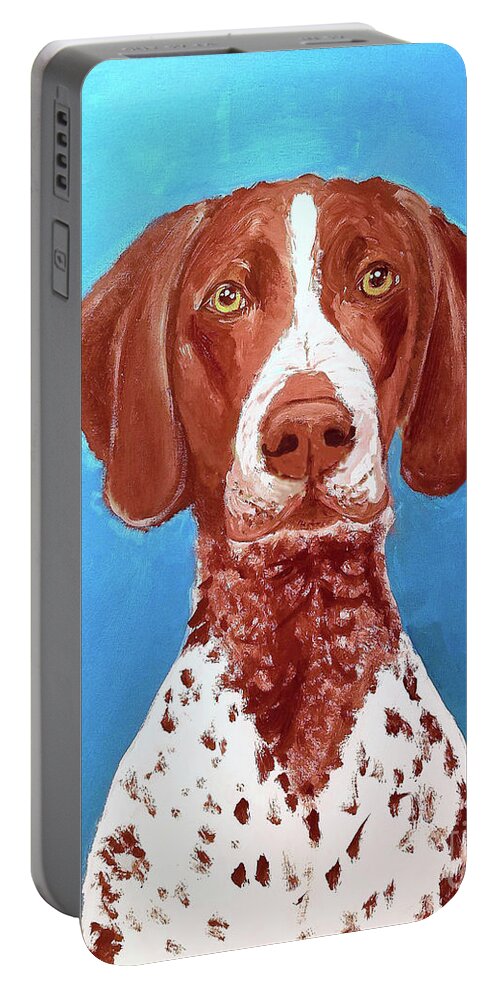 Dog Portable Battery Charger featuring the painting Reagan Date With Paint Mar 19 by Ania M Milo