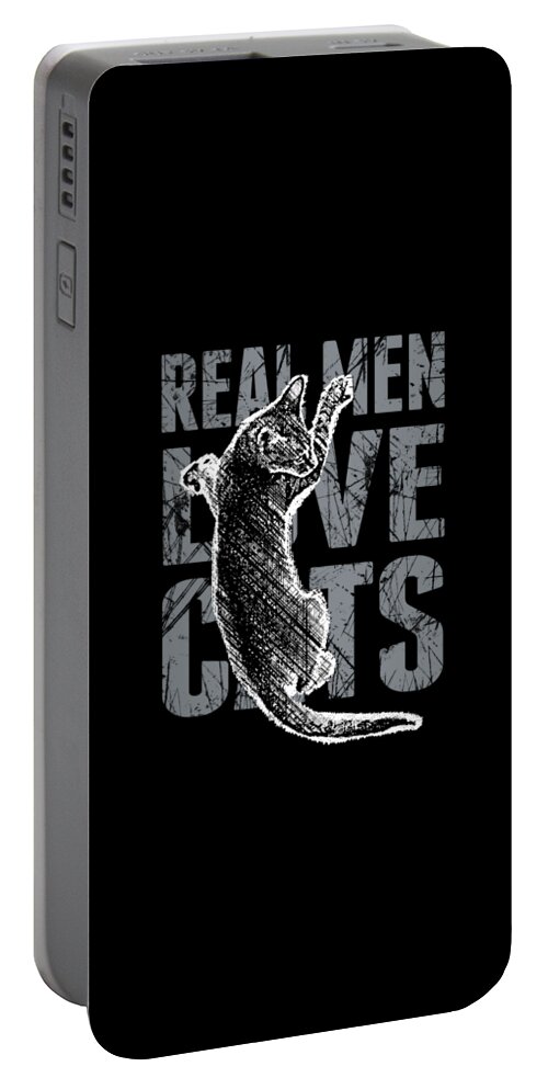 Cat Portable Battery Charger featuring the digital art Real Men Love Cats by Garaga Designs