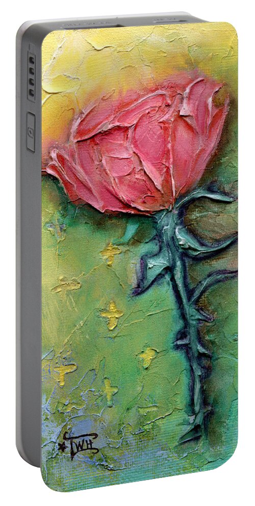 Rose Portable Battery Charger featuring the mixed media Reborn by Terry Webb Harshman