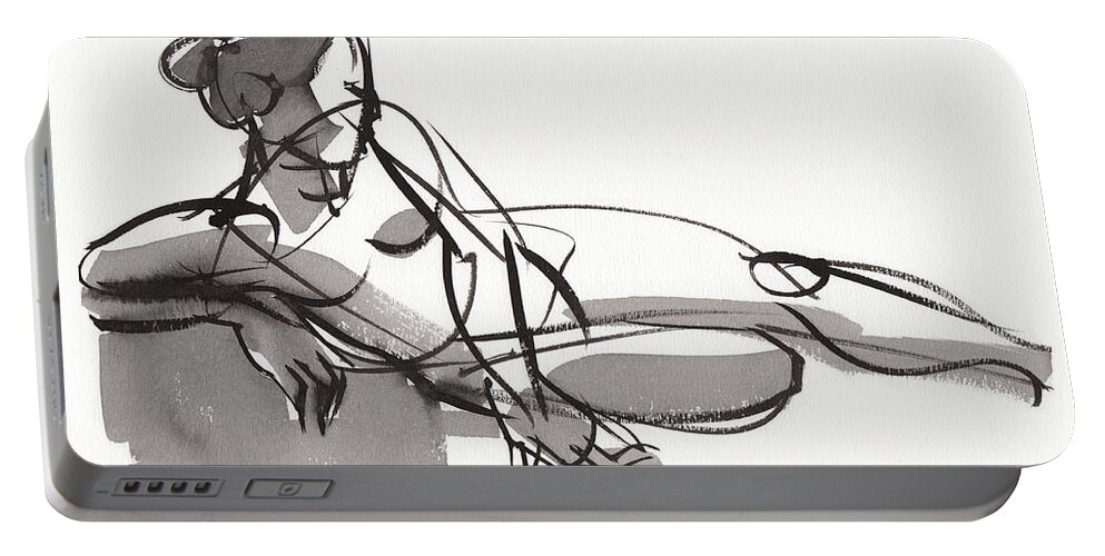 Nude Portable Battery Charger featuring the painting Reclining by Judith Kunzle