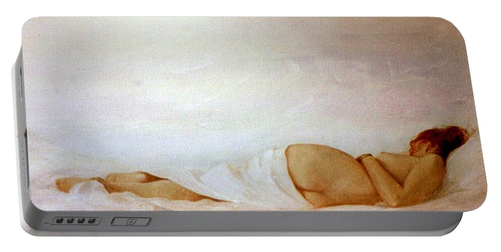 Reclining Nude Portable Battery Charger featuring the painting Reclining Nude 2 by David Ladmore