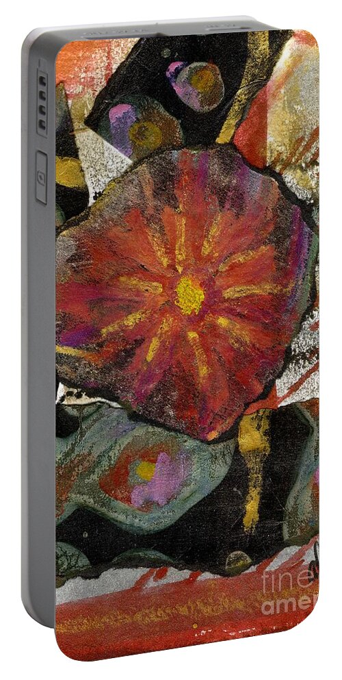 Vibrant Portable Battery Charger featuring the mixed media Red Affection by Angela L Walker