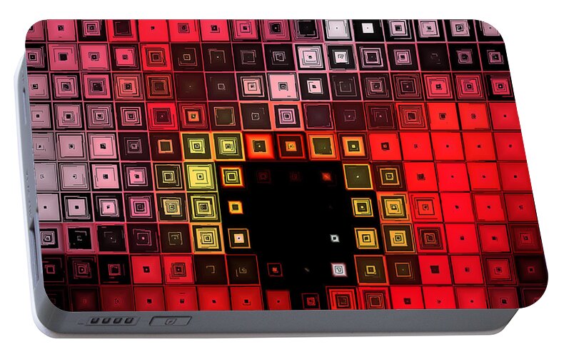 Red Abstract Portable Battery Charger featuring the digital art Red Alert by Shawna Rowe