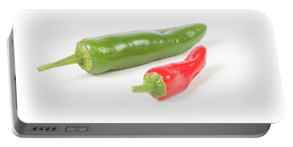 Helen Northcott Portable Battery Charger featuring the photograph Red and Green Jalapeno Chillie Peppers by Helen Jackson